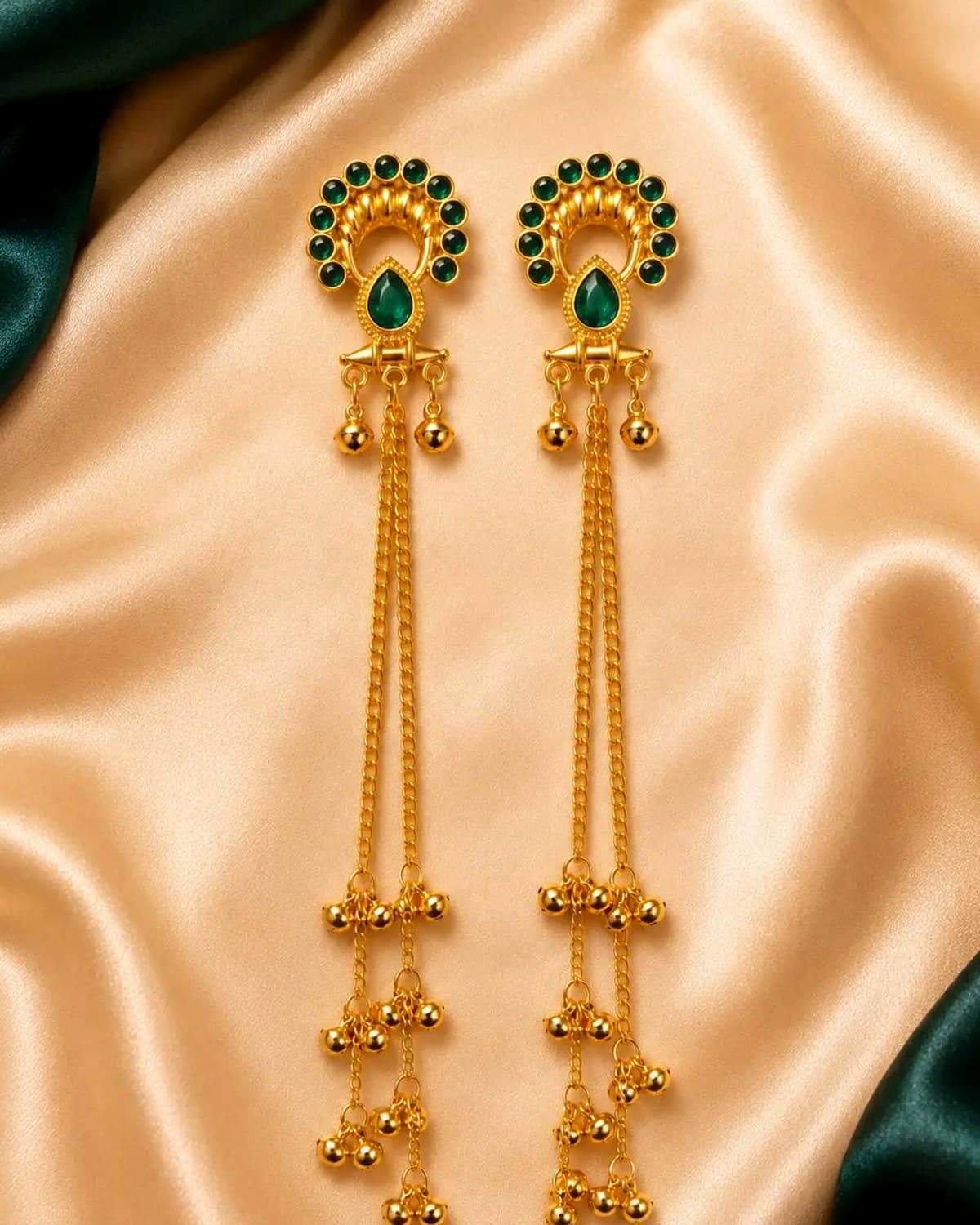 Premium Gold-Toned Kashmiri Long  Dangler Earrings for Women | Partywear Traditional Statement Earrings | Festive Wedding Jewellery