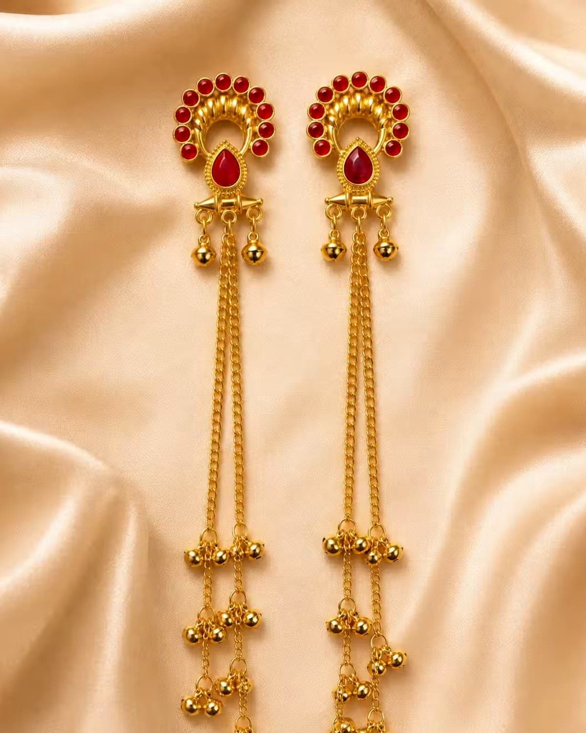 Premium Gold-Toned Kashmiri Long  Dangler Earrings for Women | Partywear Traditional Statement Earrings | Festive Wedding Jewellery