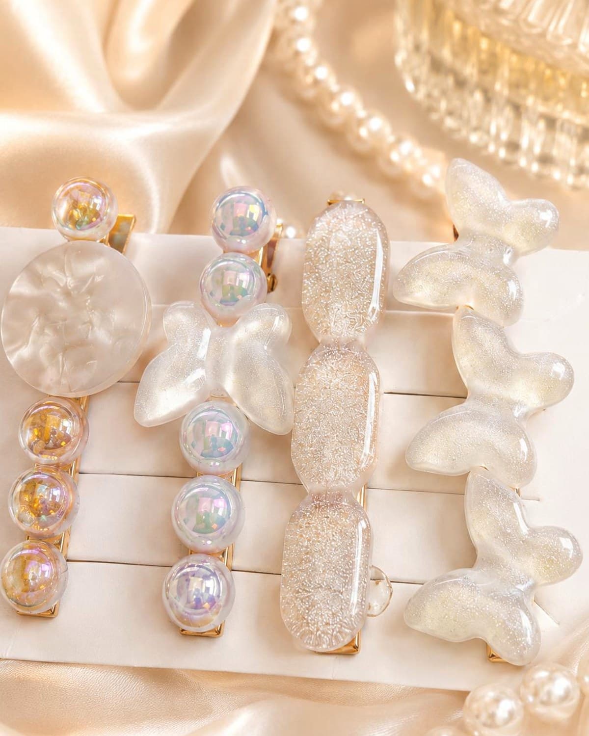 Korean Pearl Butterfly Hair Clip Set for Women & Girls