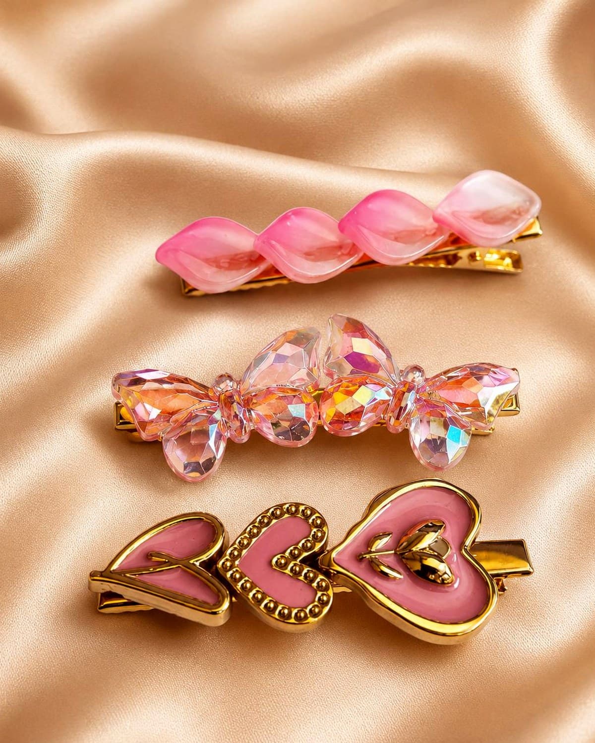 Premium Korean Style Hair Clip Set for Women & Girls | Fancy Pearl Crystal Floral Heart Hair Accessories Combo