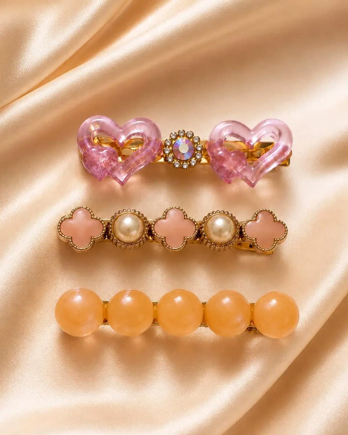 Premium Korean Style Hair Clip Set for Women & Girls | Fancy Pearl Crystal Floral Heart Hair Accessories Combo