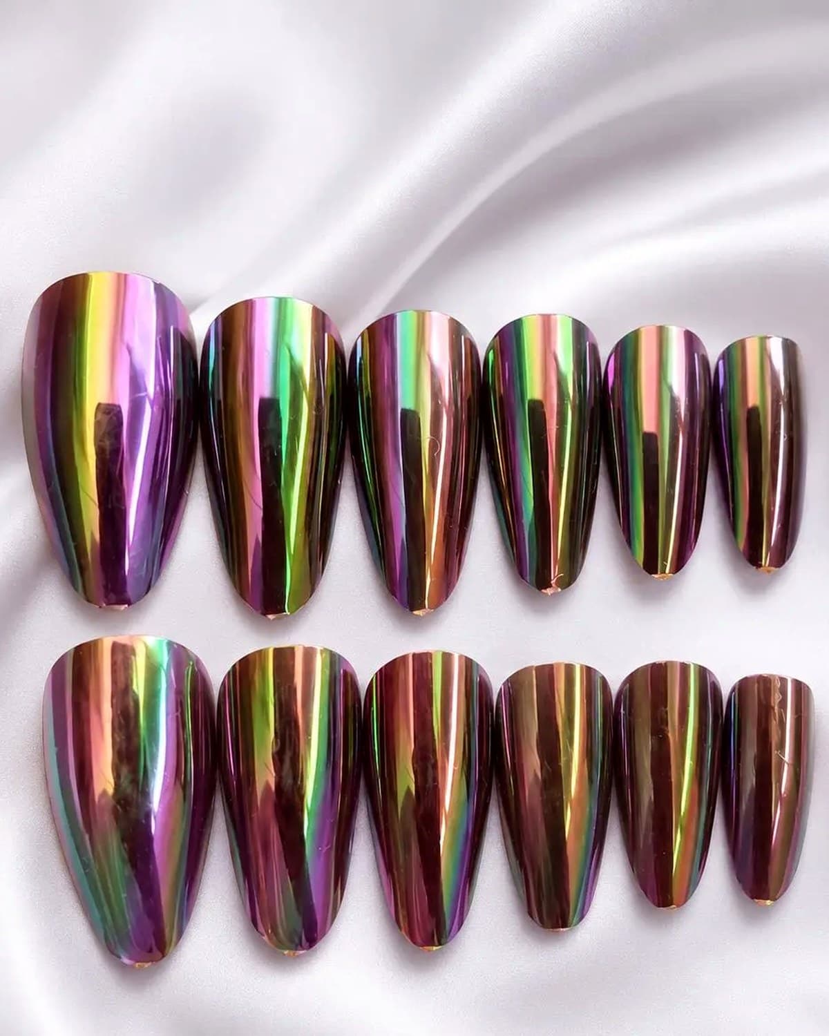 Premium Chrome Press-On Gel Nails Set for Women | Reusable Artificial False Nails | Glossy Salon Finish Nail Tips