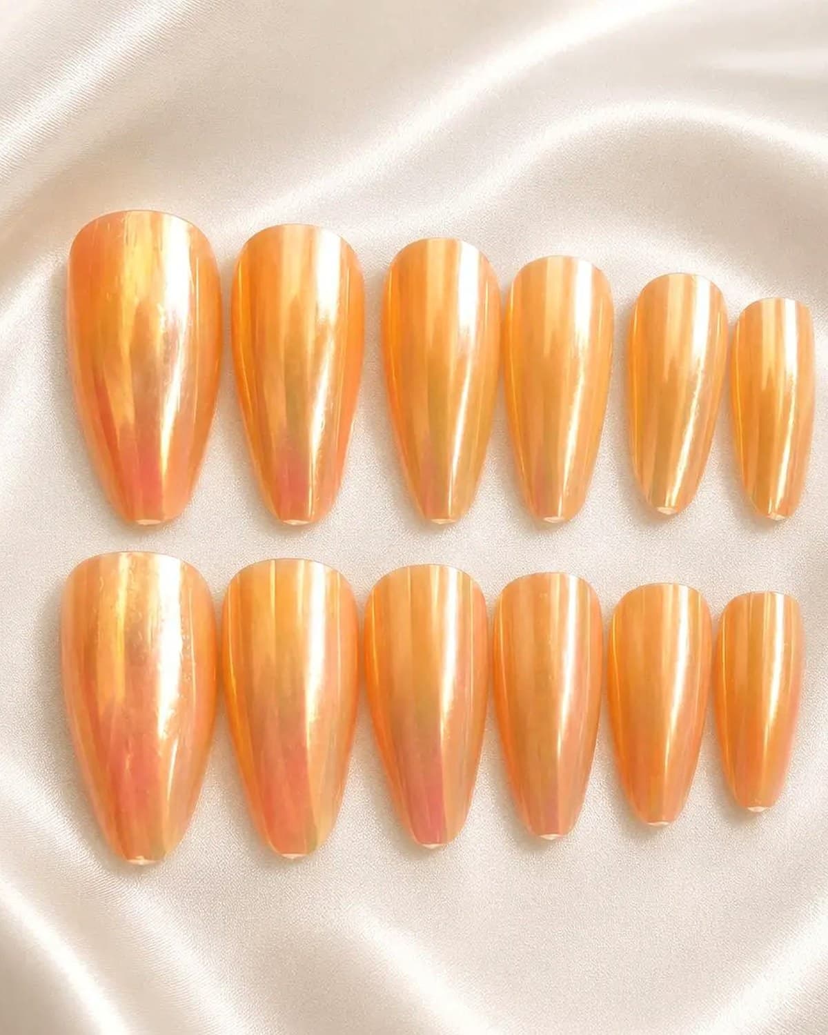 Premium Chrome Press-On Gel Nails Set for Women | Reusable Artificial False Nails | Glossy Salon Finish Nail Tips