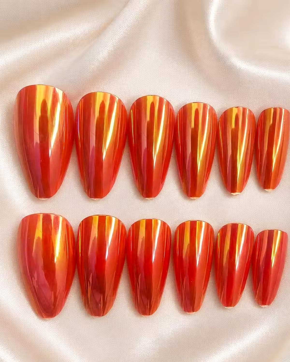 Premium Chrome Press-On Gel Nails Set for Women | Reusable Artificial False Nails | Glossy Salon Finish Nail Tips