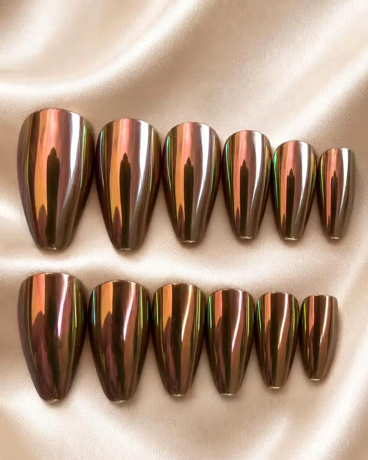 Premium Chrome Press-On Gel Nails Set for Women | Reusable Artificial False Nails | Glossy Salon Finish Nail Tips