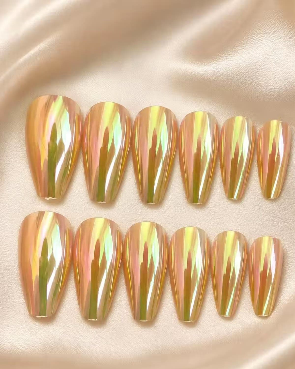 Premium Chrome Press-On Gel Nails Set for Women | Reusable Artificial False Nails | Glossy Salon Finish Nail Tips