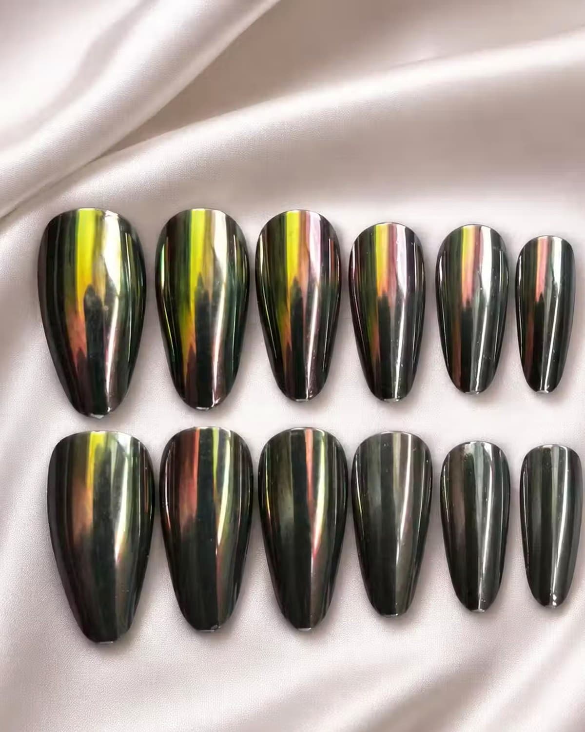 Premium Chrome Press-On Gel Nails Set for Women | Reusable Artificial False Nails | Glossy Salon Finish Nail Tips
