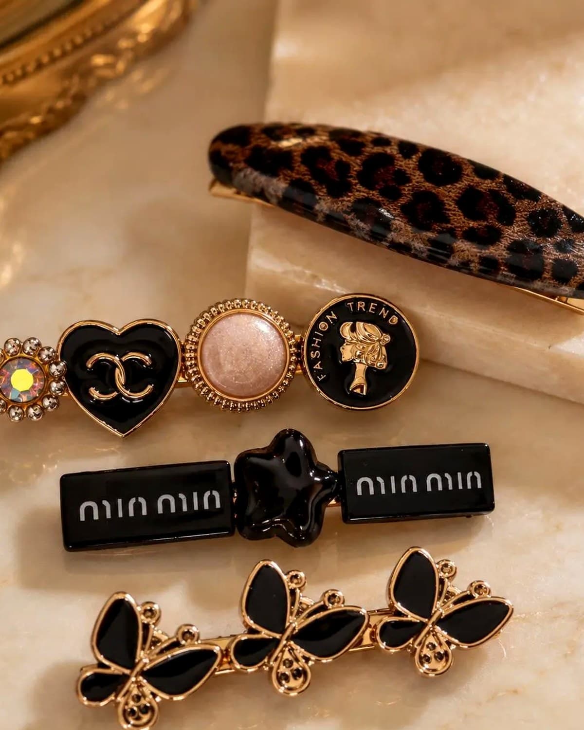 Premium Black Gold Pearl Hair Clip Set for Women & Girls