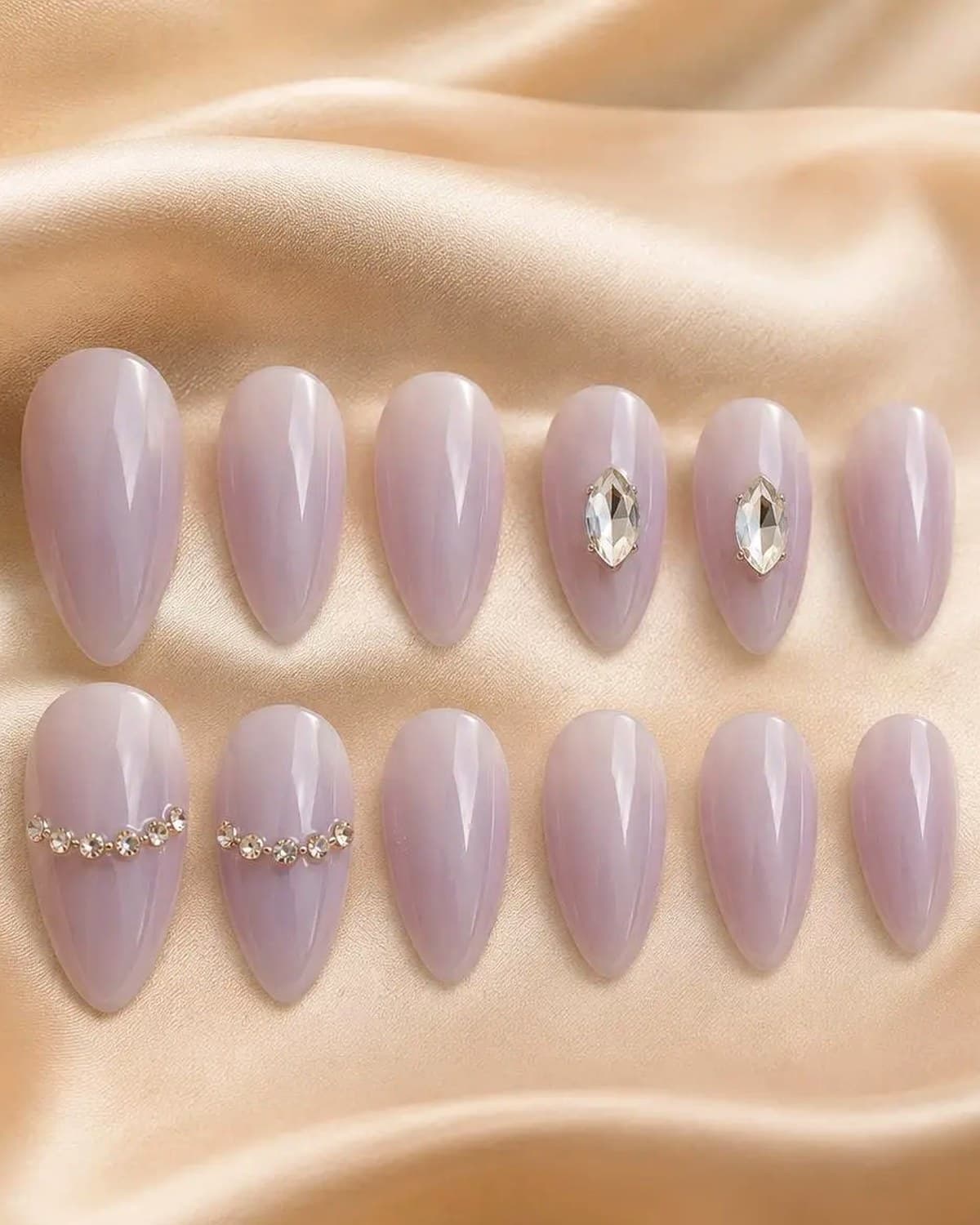 Premium Crystal Press-On Nails Set for Women | Glossy Artificial Nail Patch | Salon Style False Nails