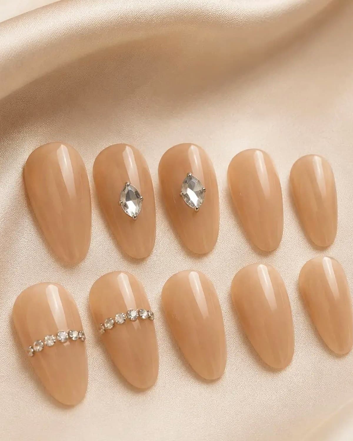 Premium Crystal Press-On Nails Set for Women | Glossy Artificial Nail Patch | Salon Style False Nails
