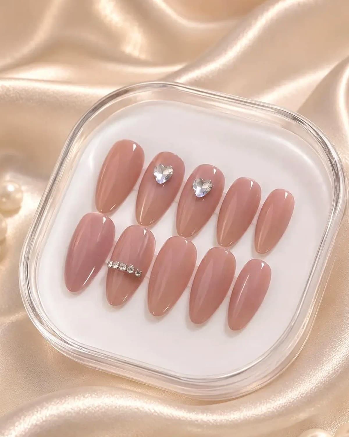 Premium Crystal Press-On Nails Set for Women | Glossy Artificial Nail Patch | Salon Style False Nails