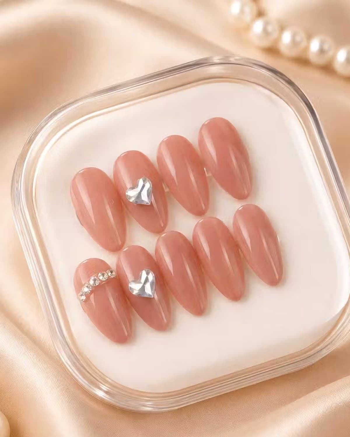 Premium Crystal Press-On Nails Set for Women | Glossy Artificial Nail Patch | Salon Style False Nails