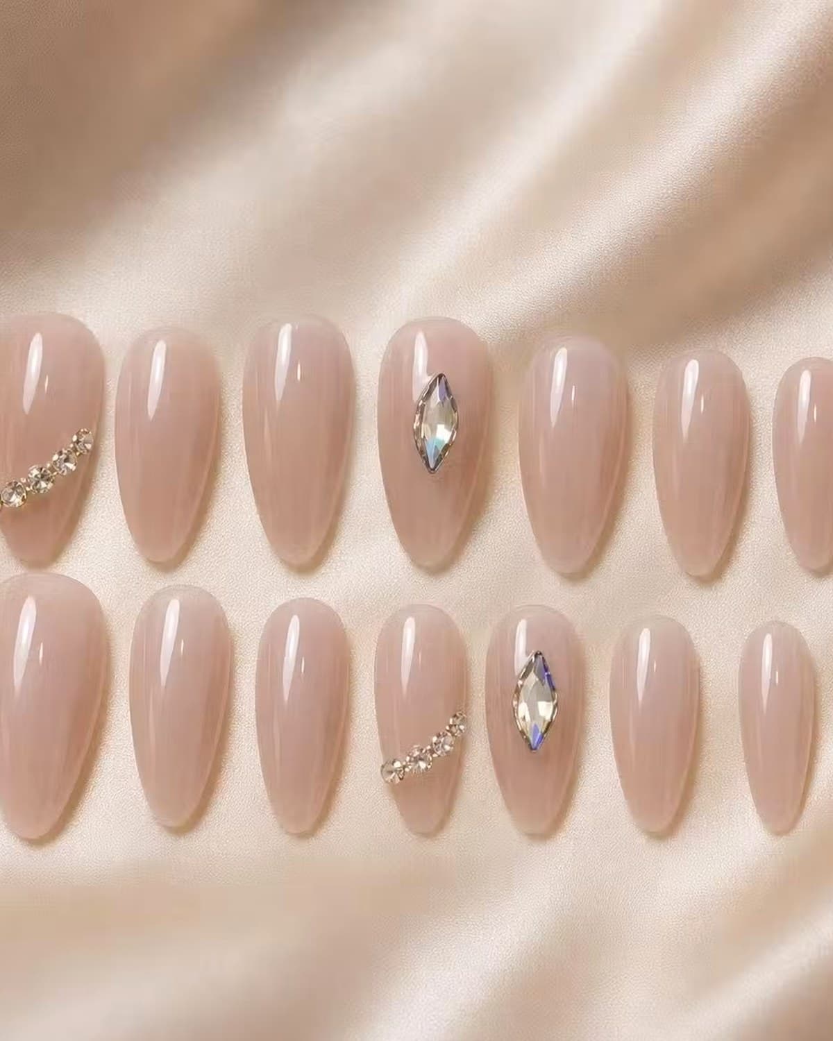 Premium Crystal Press-On Nails Set for Women | Glossy Artificial Nail Patch | Salon Style False Nails