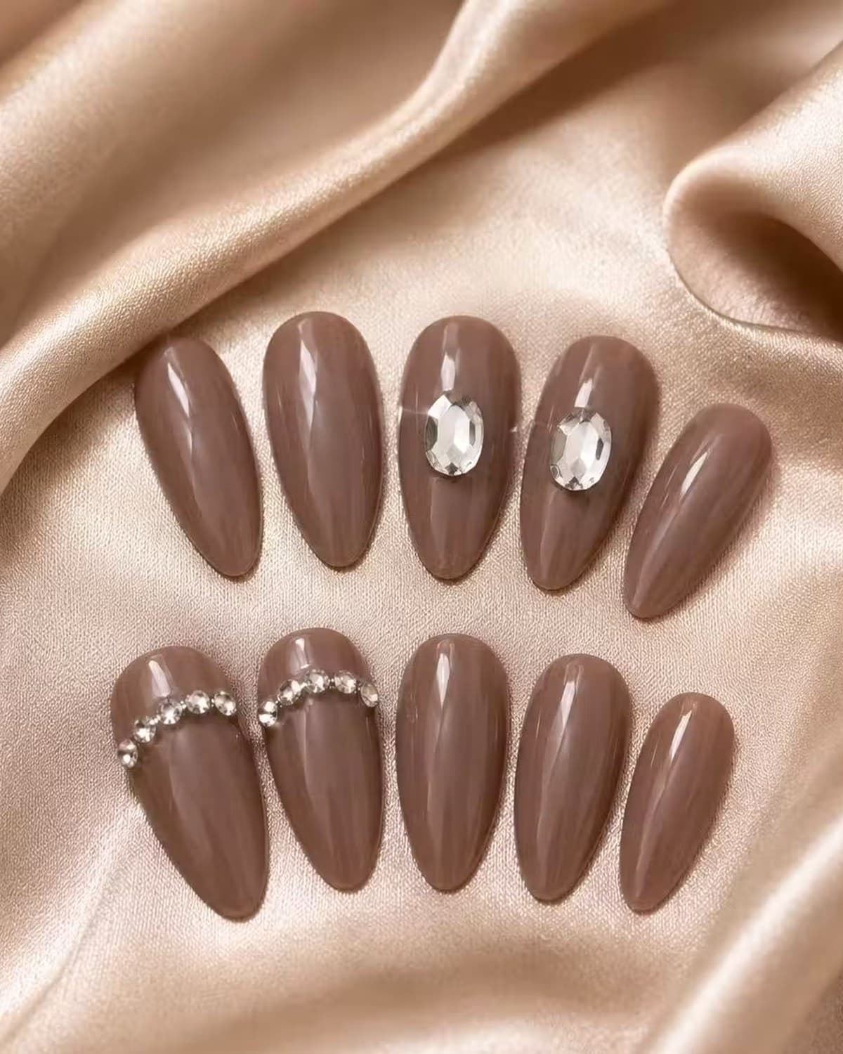Premium Crystal Press-On Nails Set for Women | Glossy Artificial Nail Patch | Salon Style False Nails
