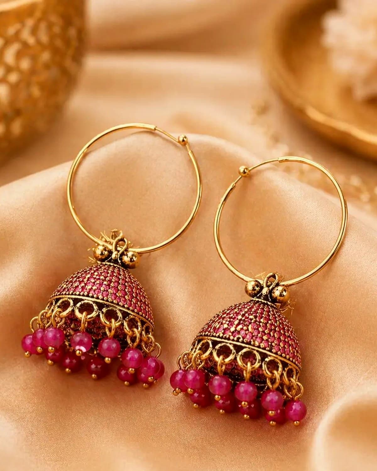 Women’s Antique Gold Plated Bali Jhumka Earrings