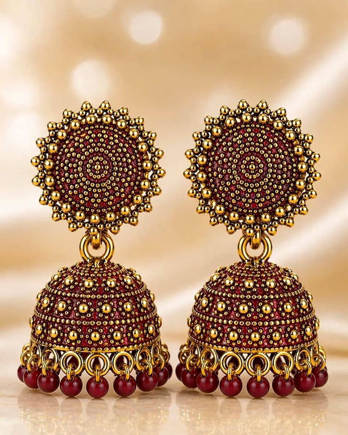 Antique Gold Plated Oxidised Jhumka Earrings for Women & Girls