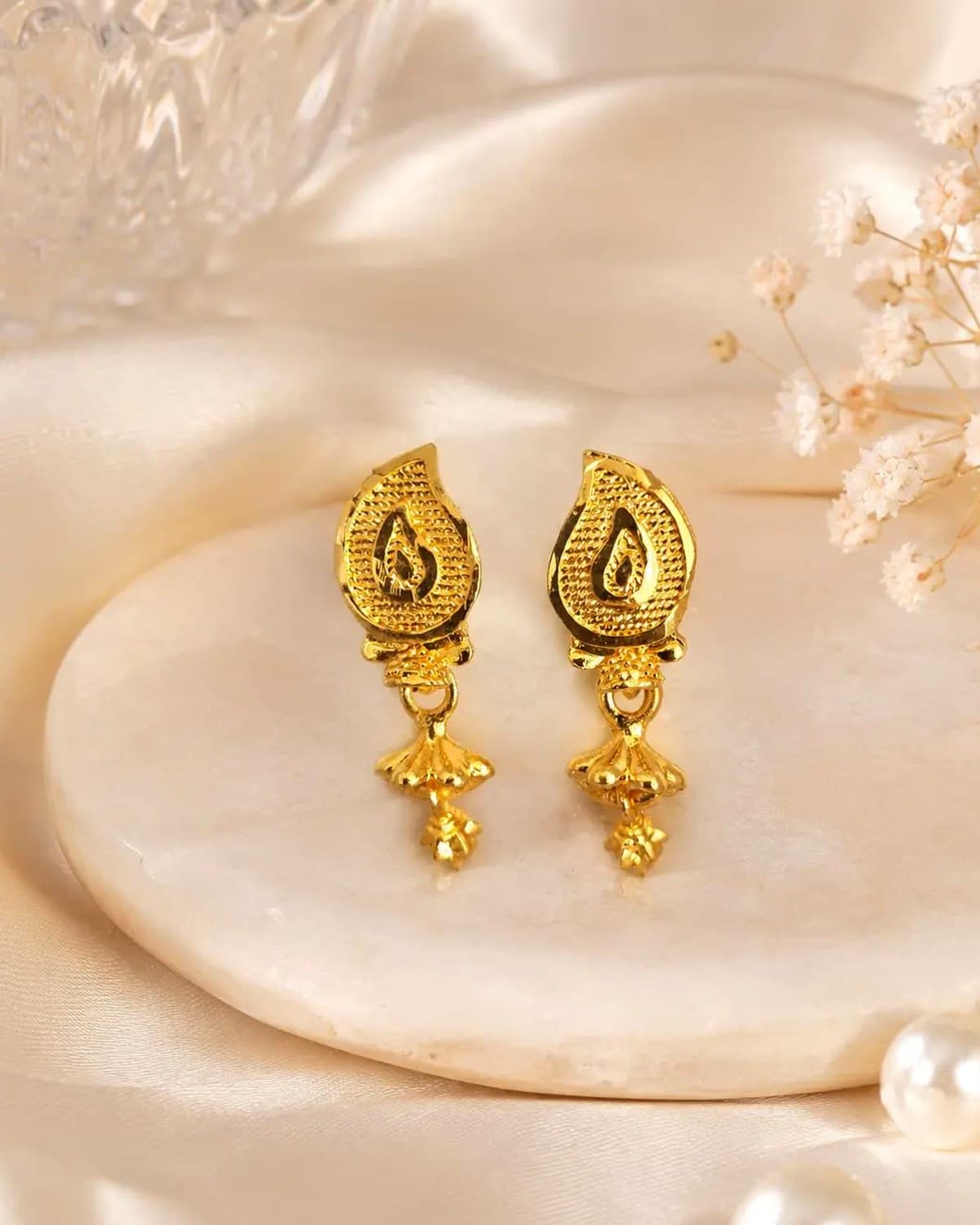 Gold Plated Traditional Drop Earrings for Women & Girls | Stylish Ethnic Daily Wear Earrings