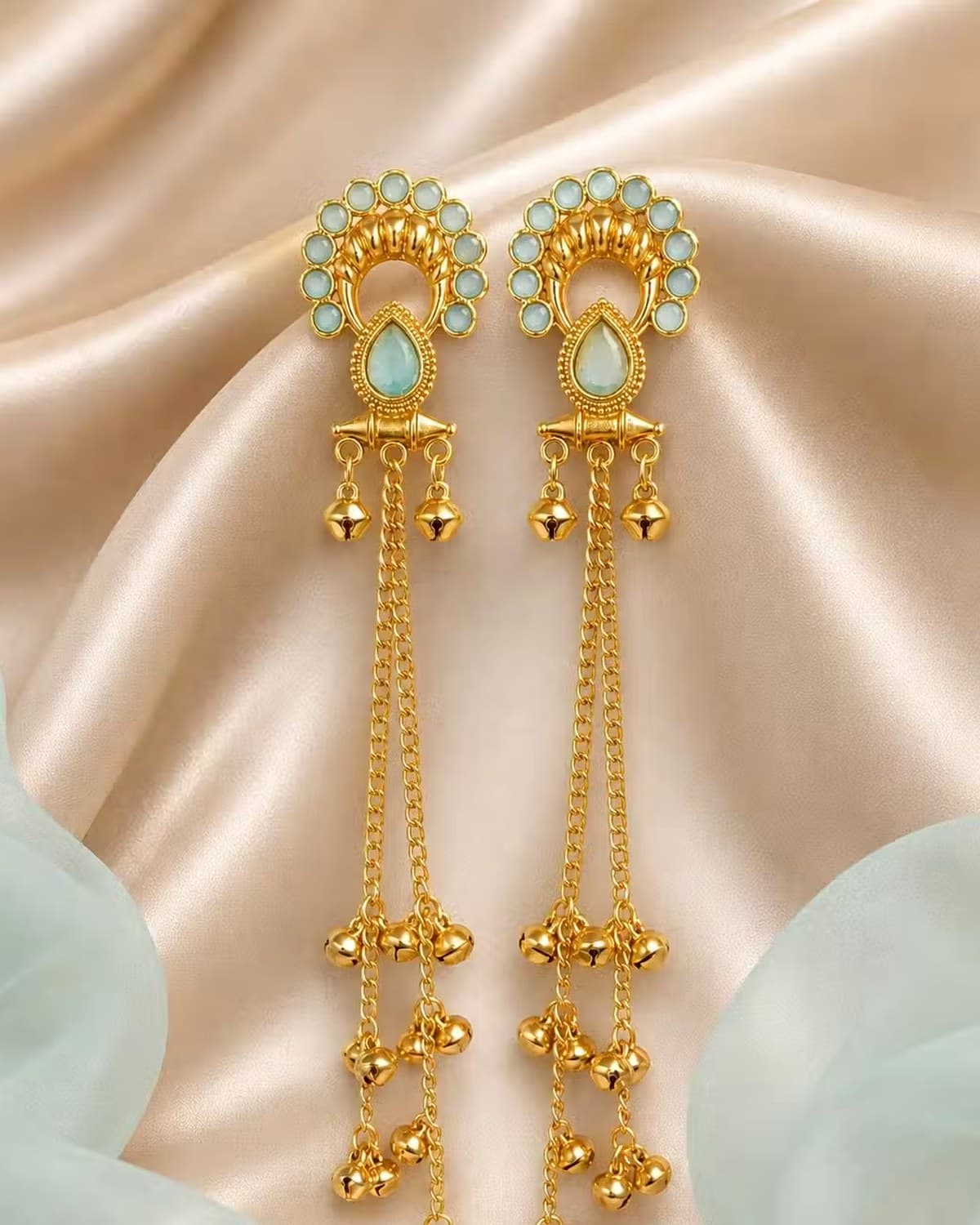 Premium Gold-Toned Kashmiri Long Dangler Earrings for Women | Partywear Traditional Statement Earrings | Festive Wedding Jewellery