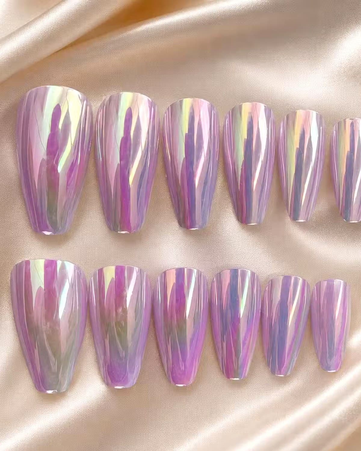 Premium Chrome Press-On Gel Nails Set for Women | Reusable Artificial False Nails | Glossy Salon Finish Nail Tips