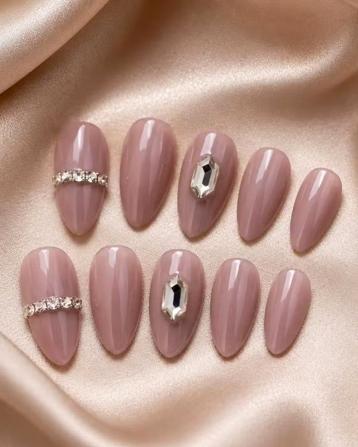 Premium Crystal Press-On Nails Set for Women | Glossy Artificial Nail Patch | Salon Style False Nails
