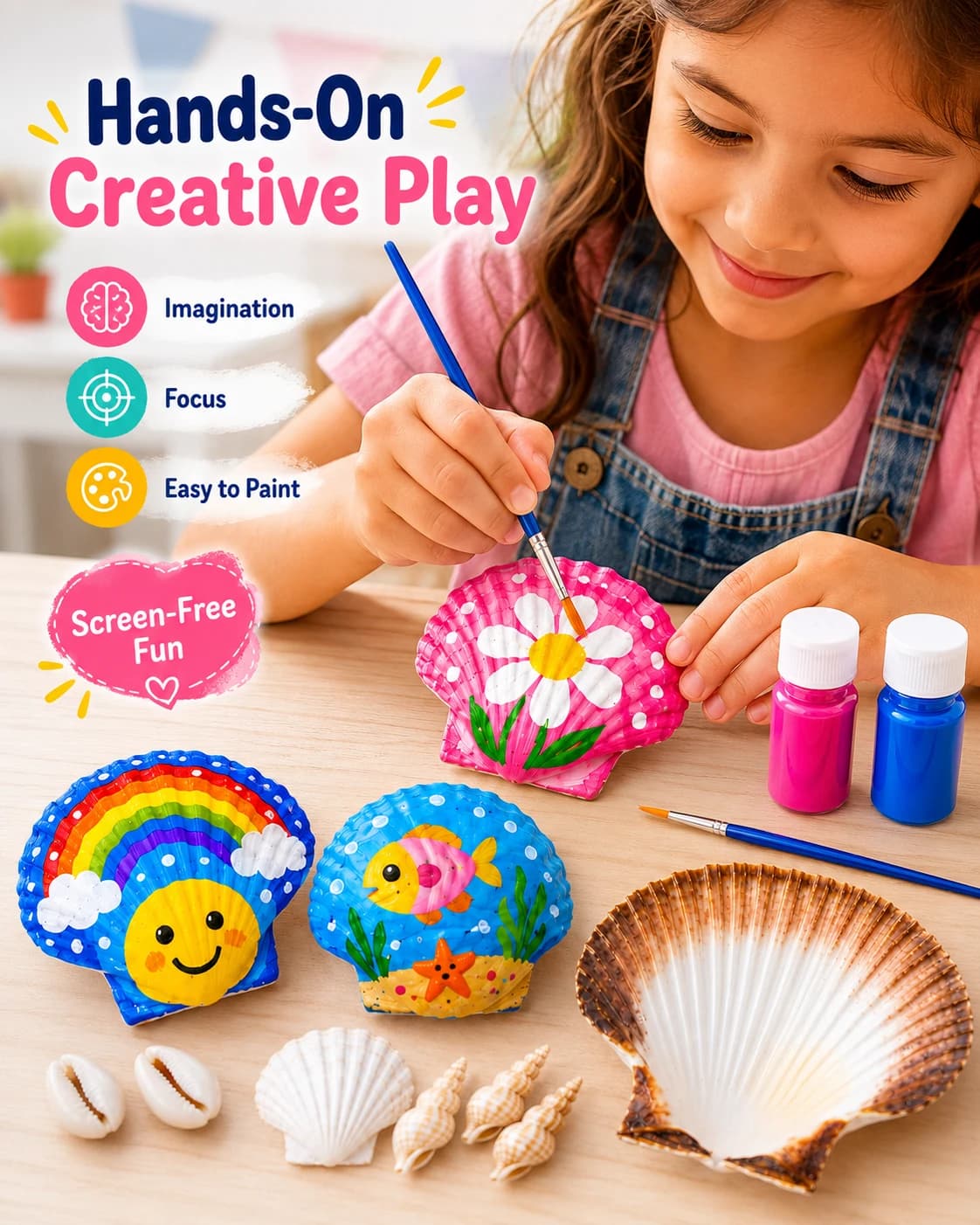 DIY Seashell Art Painting Kit for Kids and Adults | Screen-Free Creative Craft Activity